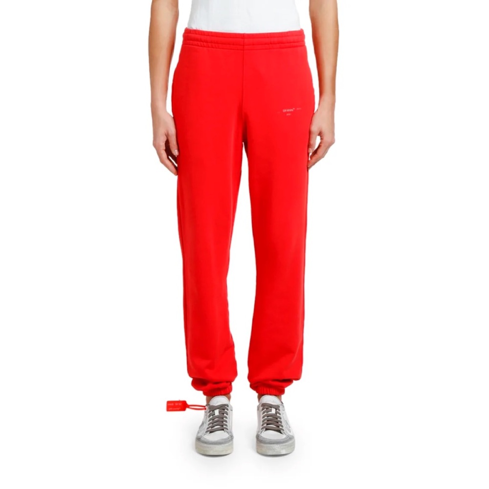 Off-White Men's Unfinished Slim Sweatpants Red/Silver